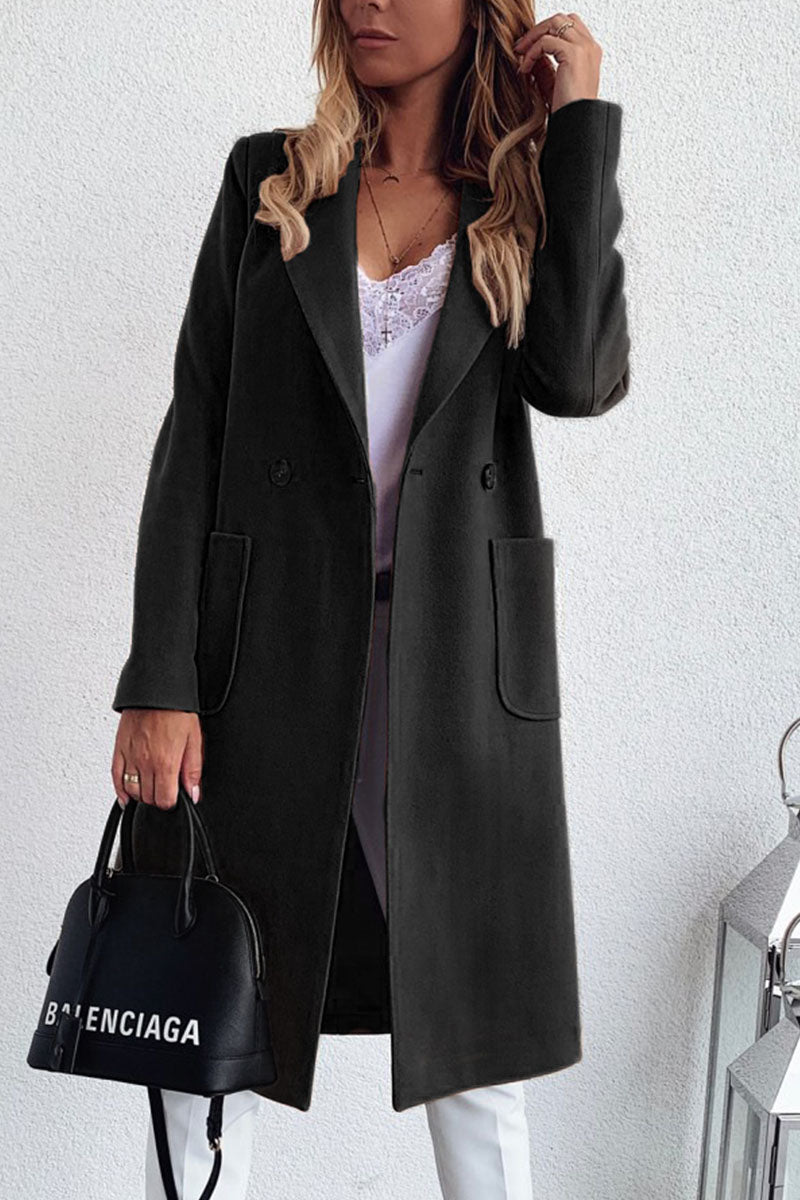 Fashion British Style Solid Patchwork Conventional Collar Outerwear(3 Colors)
