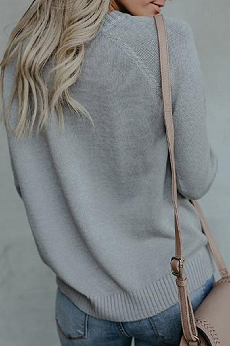Street Print O Neck Mid Waist Sweater(3 Colors)