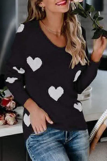 Casual Print Basic V Neck Mid Waist Sweater(5 Colors)