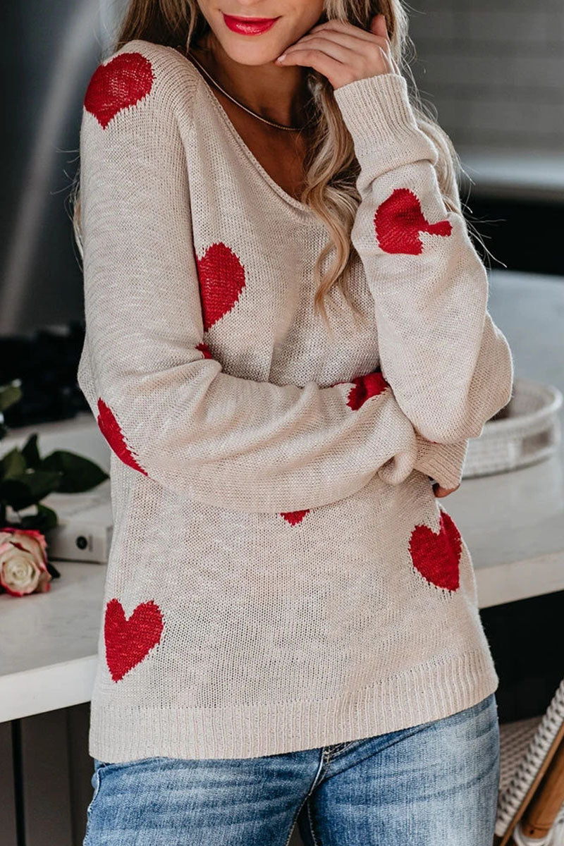 Casual Print Basic V Neck Mid Waist Sweater(5 Colors)