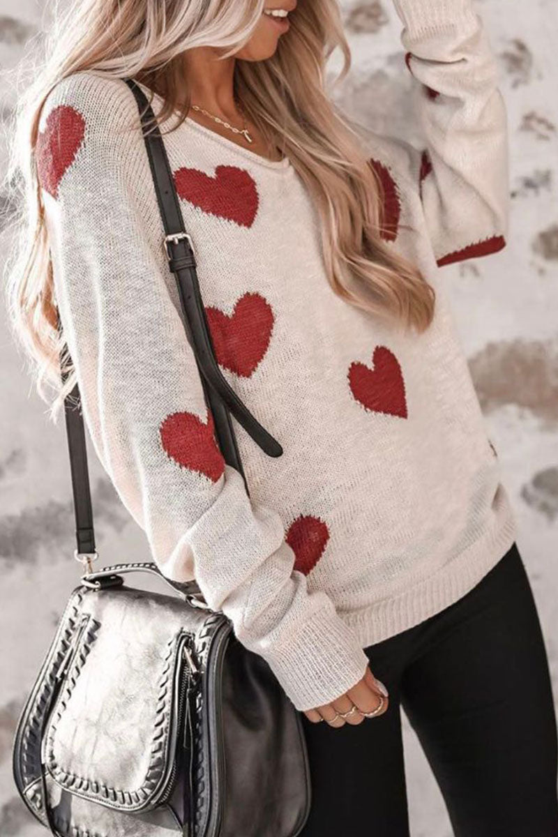 Casual Print Basic V Neck Mid Waist Sweater(5 Colors)