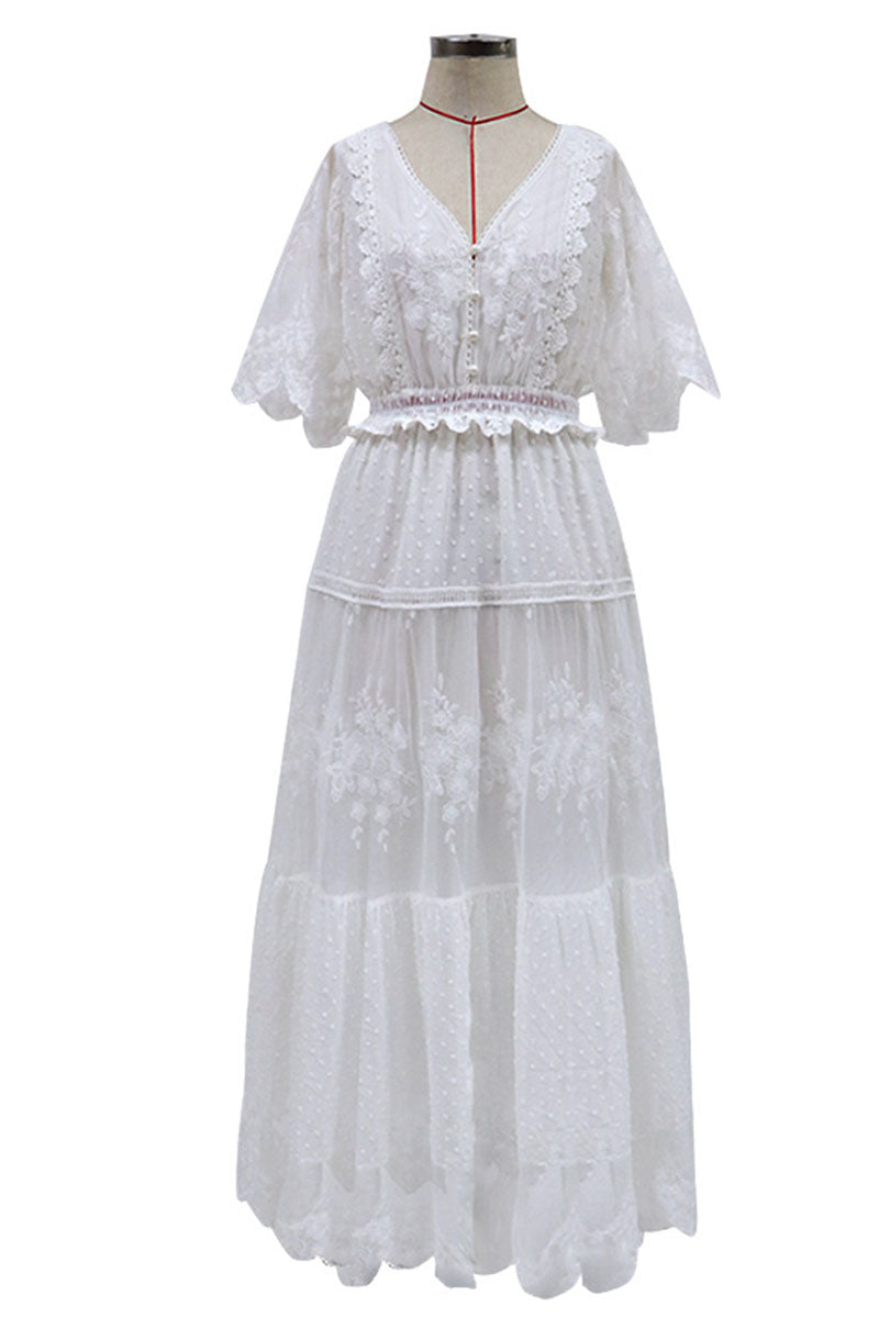 Fashion Sexy Solid Patchwork V Neck Princess Dresses