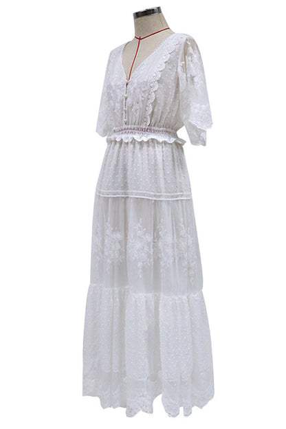 Fashion Sexy Solid Patchwork V Neck Princess Dresses