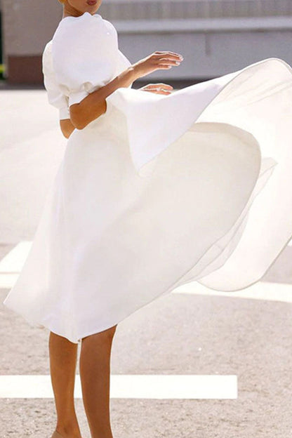 Fashion Street Solid Backless O Neck Princess Dresses