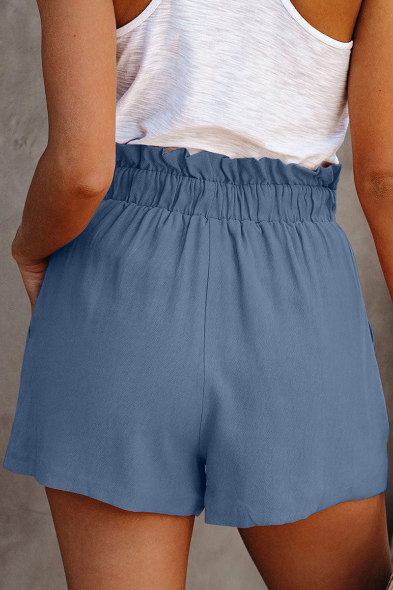 Fashion Casual Solid With Belt Loose High Waist Wide Leg Bottoms