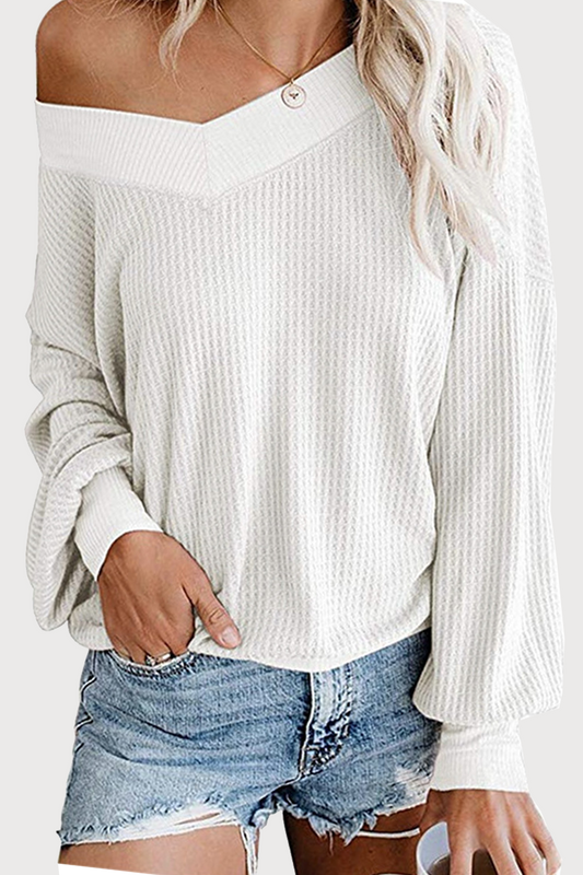 Casual Solid Hollowed Out Split Joint V Neck Tops