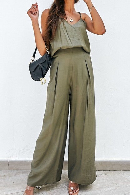 Fashion Sportswear Solid Patchwork V Neck Sleeveless Two Pieces