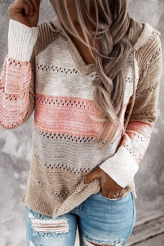 Street Color Lump Hollowed Out Hooded Collar Tops(10 Colors)