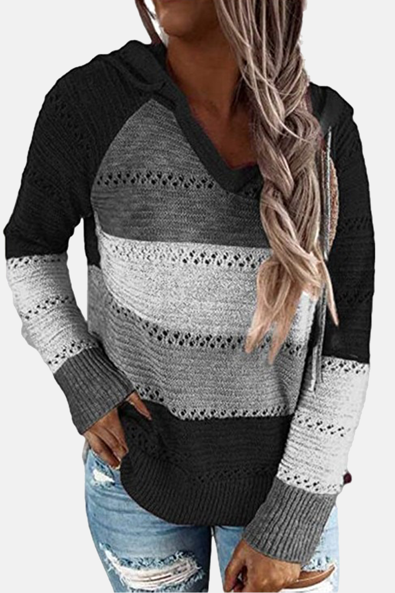 Street Color Lump Hollowed Out Hooded Collar Tops(10 Colors)