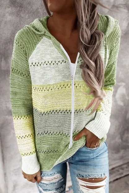 Street Color Lump Zipper Hooded Collar Tops(10 Colors)