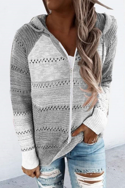 Street Color Lump Zipper Hooded Collar Tops(10 Colors)