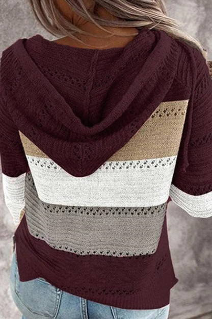 Street Color Lump Hollowed Out Hooded Collar Tops(10 Colors)