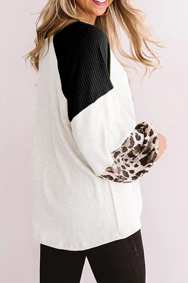 Casual Split Joint O Neck Tops(3 Colors)