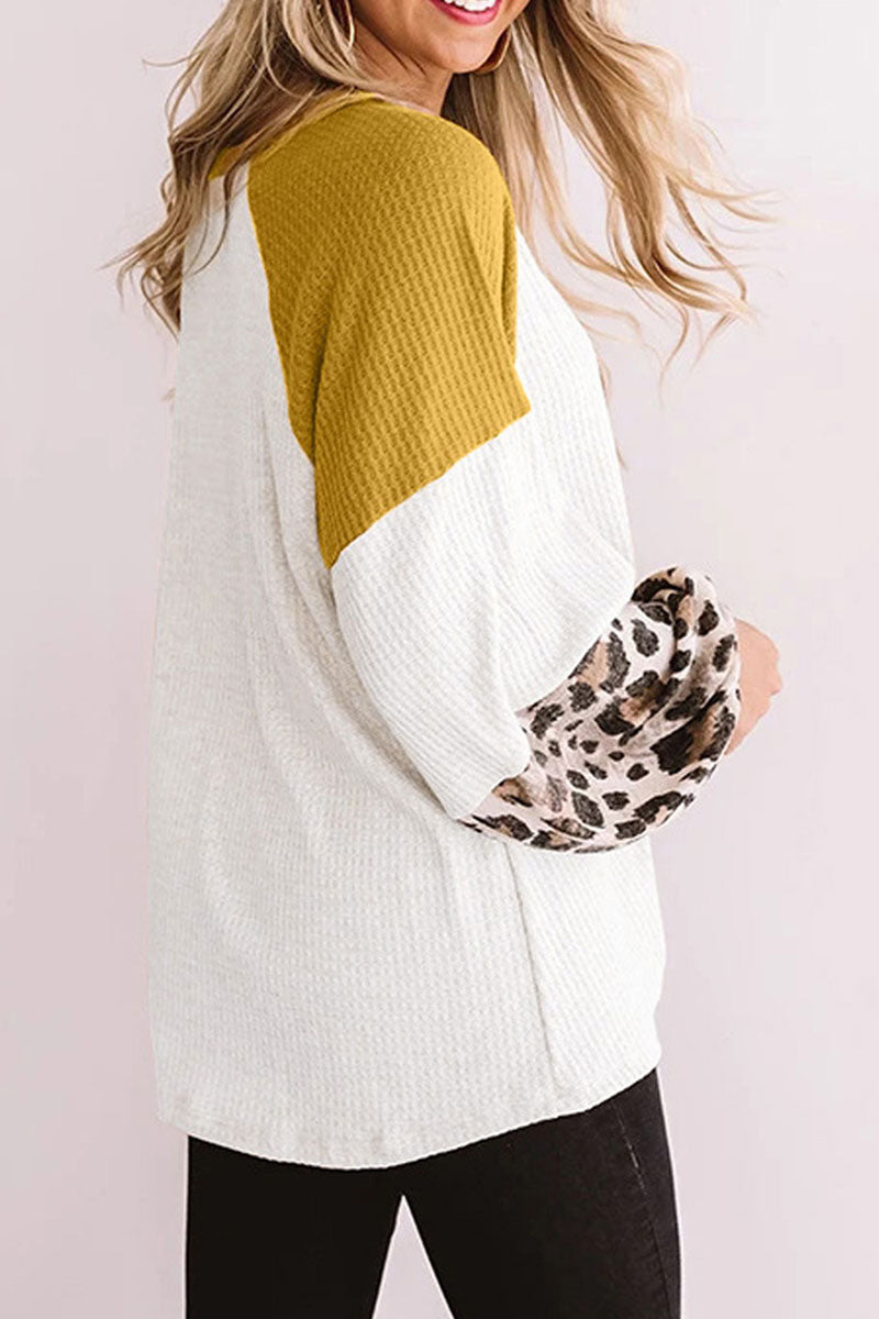 Casual Split Joint O Neck Tops(3 Colors)