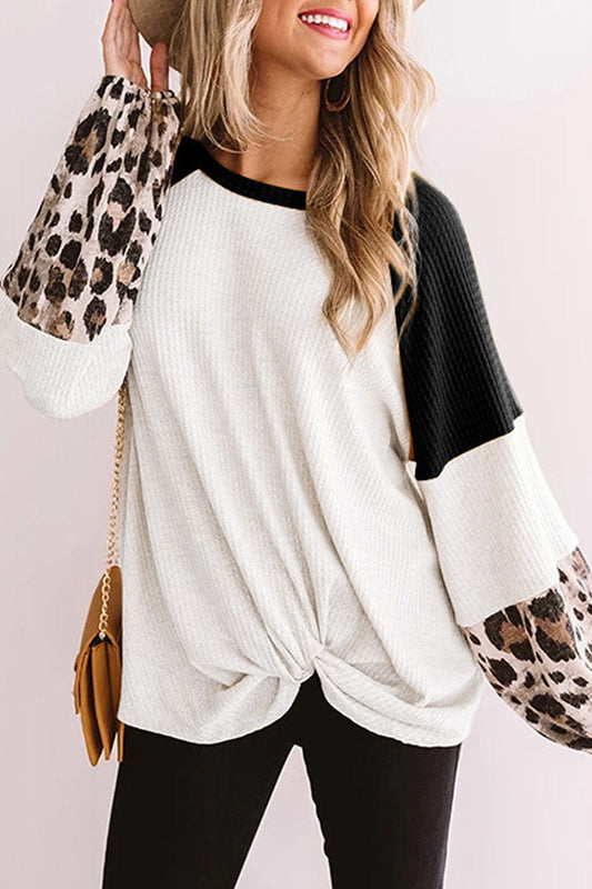 Casual Split Joint O Neck Tops(3 Colors)