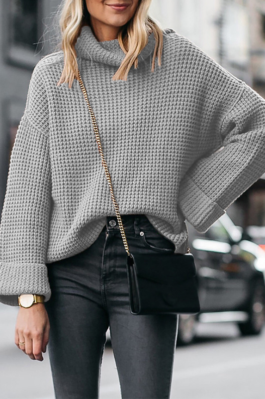 Casual Solid Patchwork Turtleneck Sweaters(6 Colors)