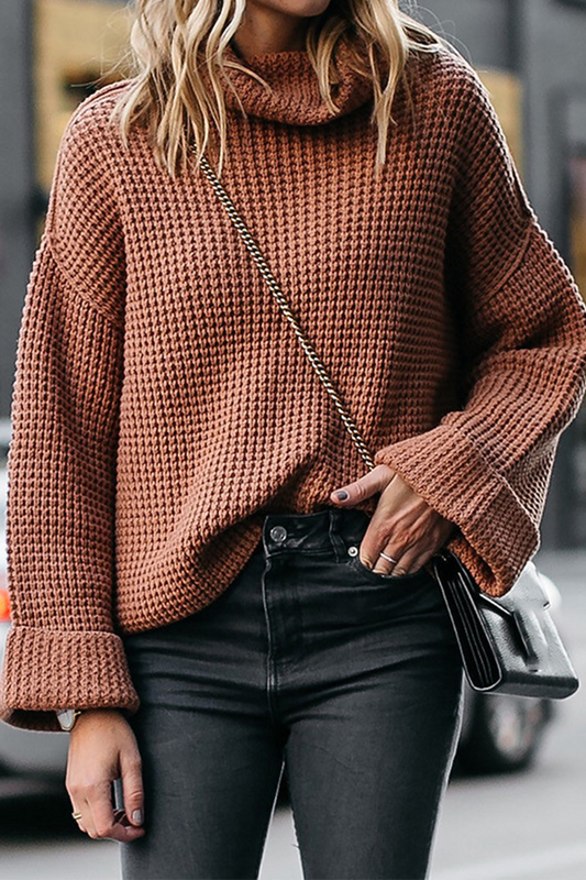 Casual Solid Patchwork Turtleneck Sweaters(6 Colors)