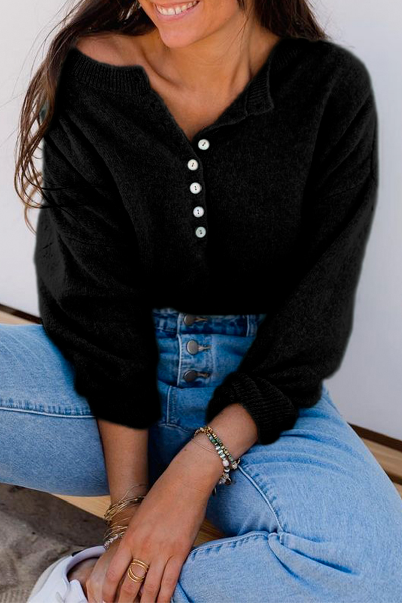 Casual Elegant Solid Buckle O Neck Tops(5 Colors)