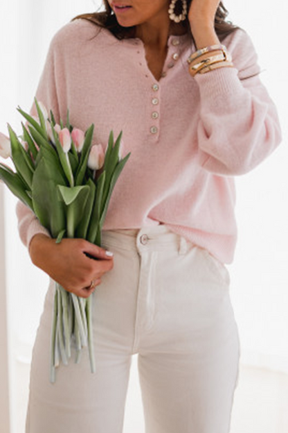 Casual Elegant Solid Buckle O Neck Tops(5 Colors)