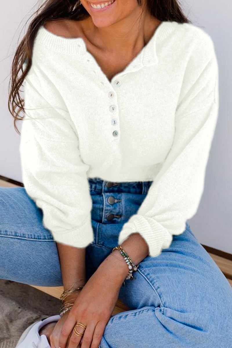 Casual Elegant Solid Buckle O Neck Tops(5 Colors)