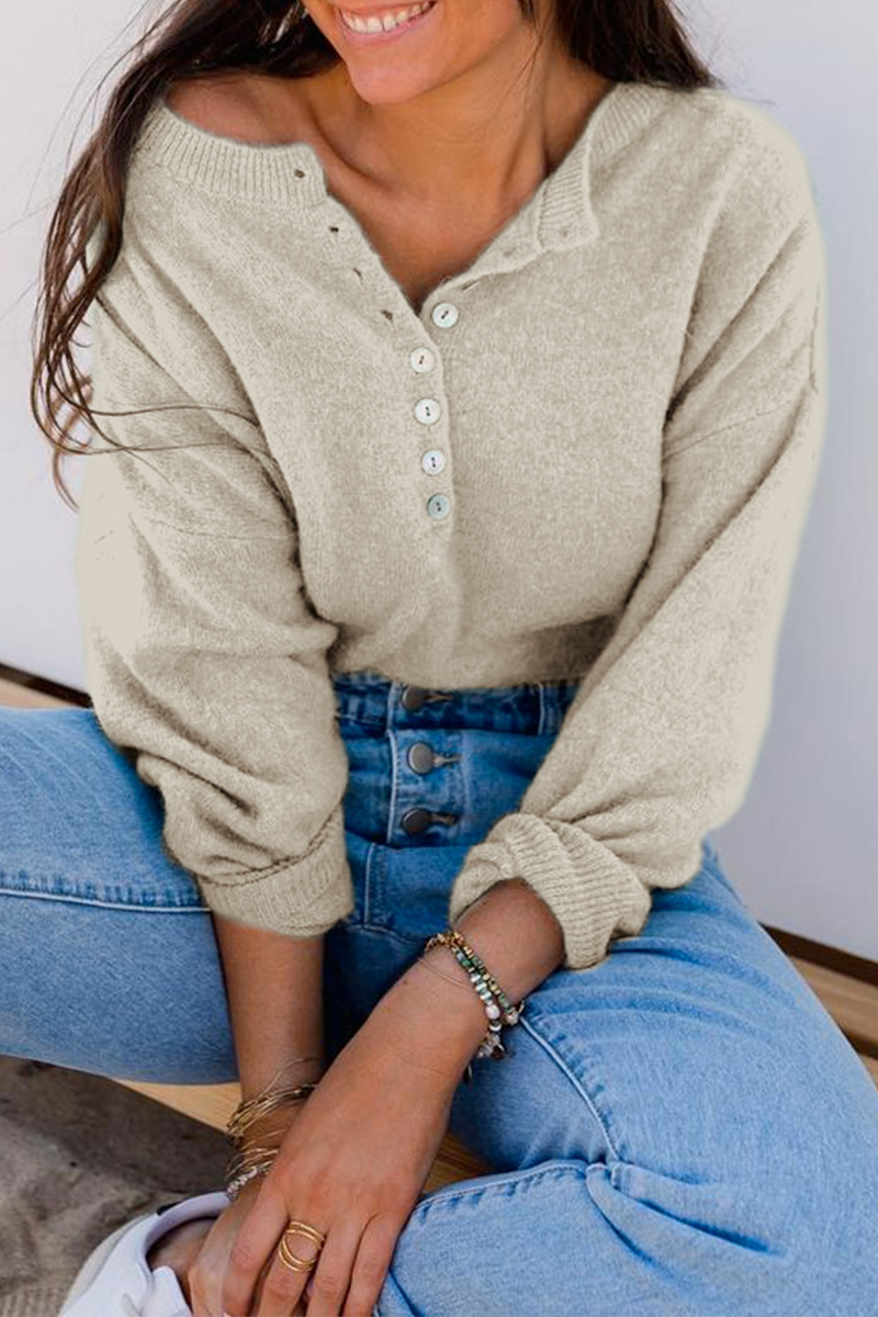Casual Elegant Solid Buckle O Neck Tops(5 Colors)