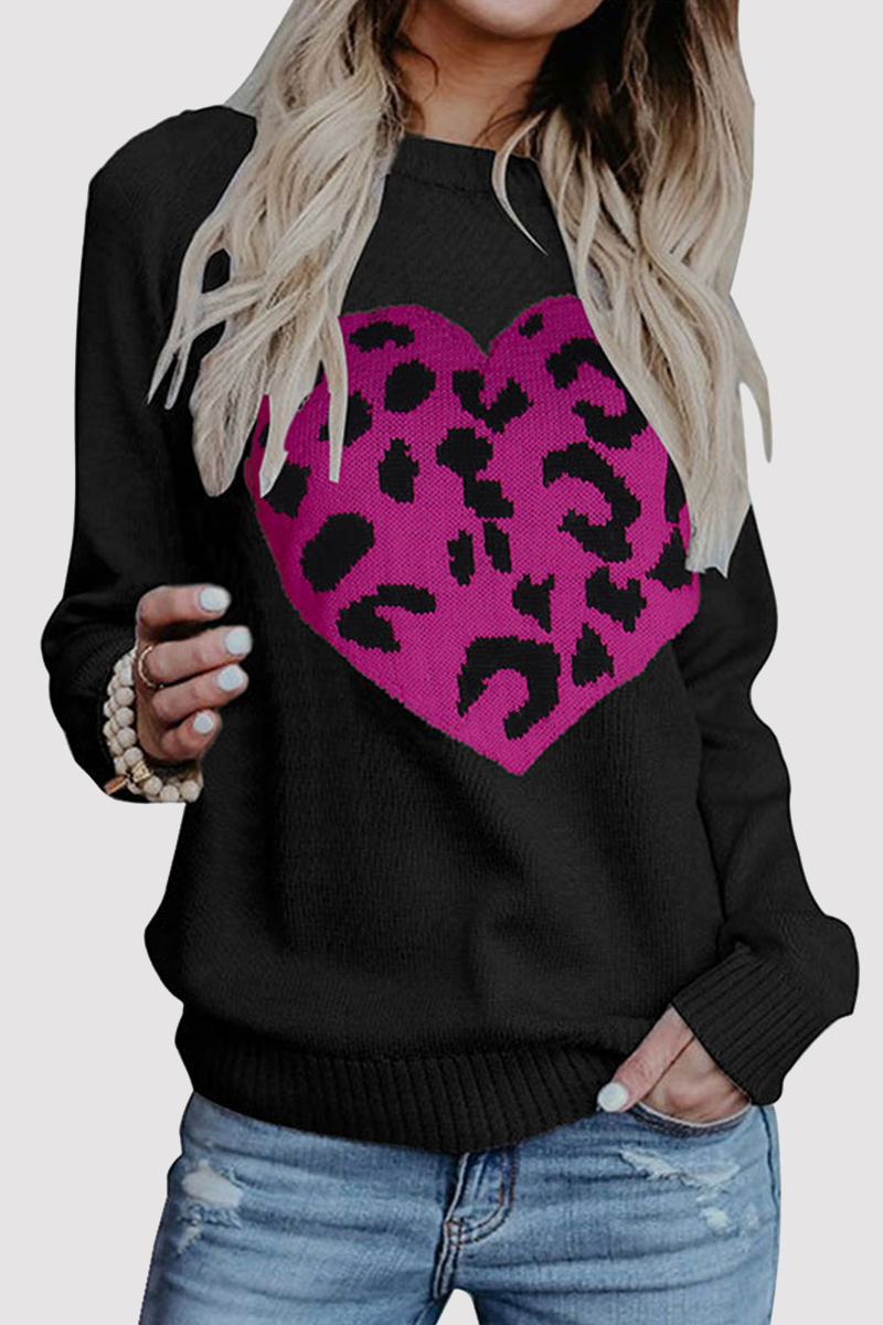 Casual Print Split Joint O Neck Tops Sweater