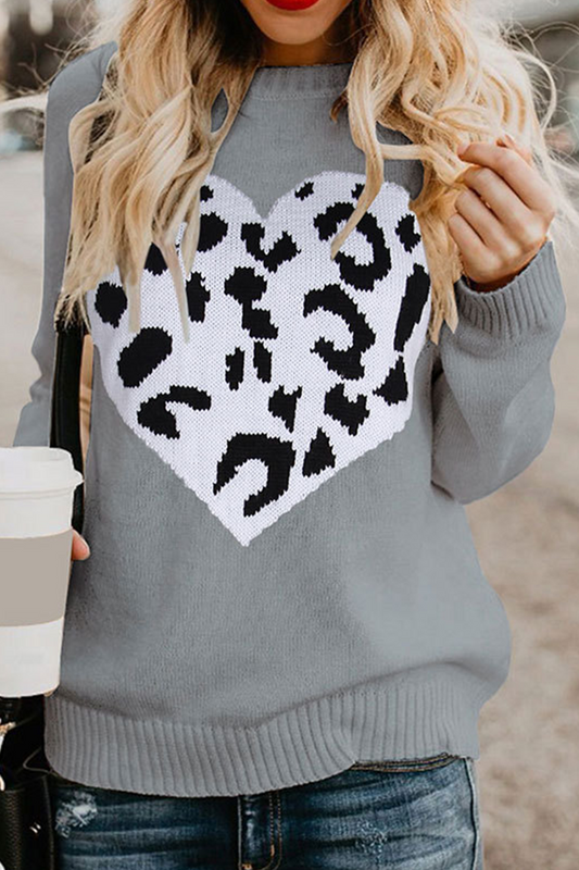 Casual Print Split Joint O Neck Tops Sweater