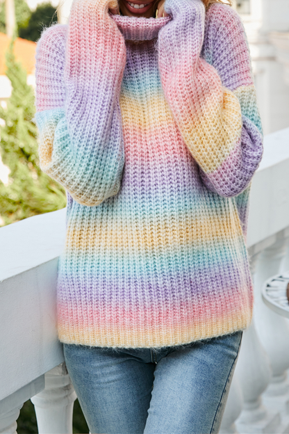 Casual Gradual Change Basic Turtleneck Tops Sweater