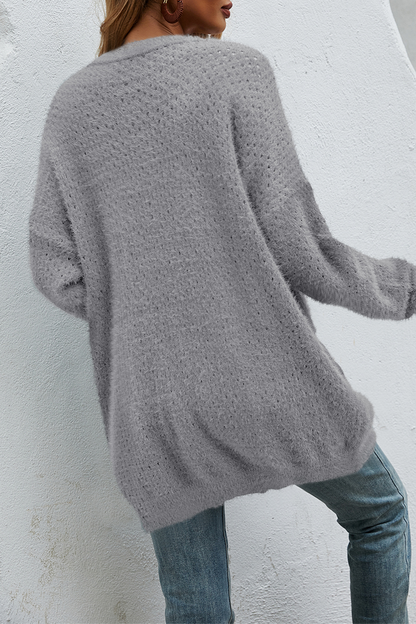 Casual Solid Patchwork Pocket Tops Sweater