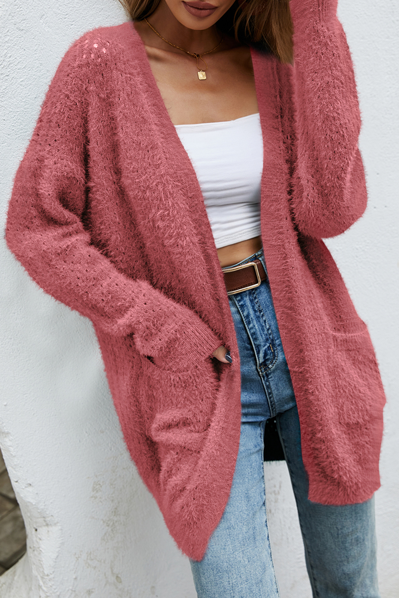 Casual Solid Patchwork Pocket Tops Sweater