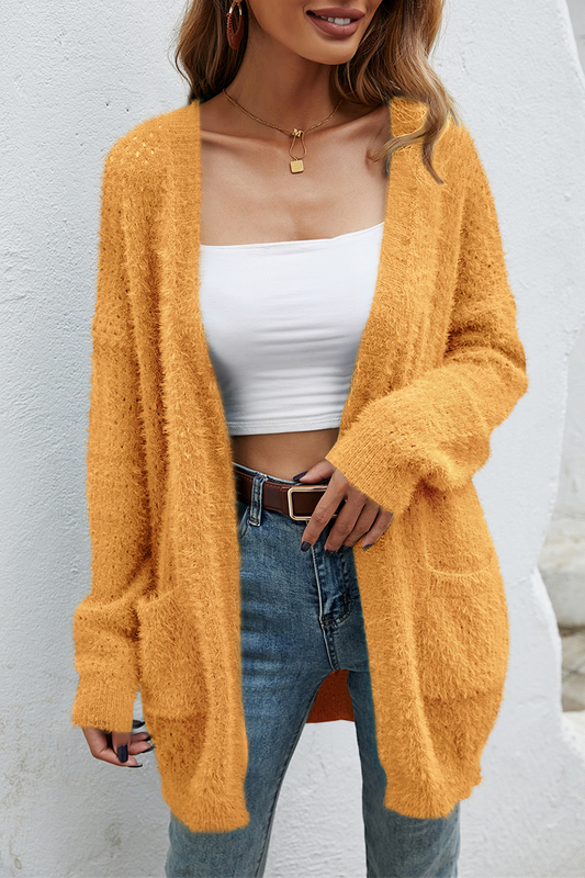 Casual Solid Patchwork Pocket Tops Sweater