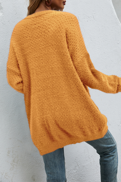 Casual Solid Patchwork Pocket Tops Sweater