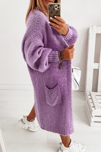 Casual Solid Pocket Tops Sweater(4 Colors)