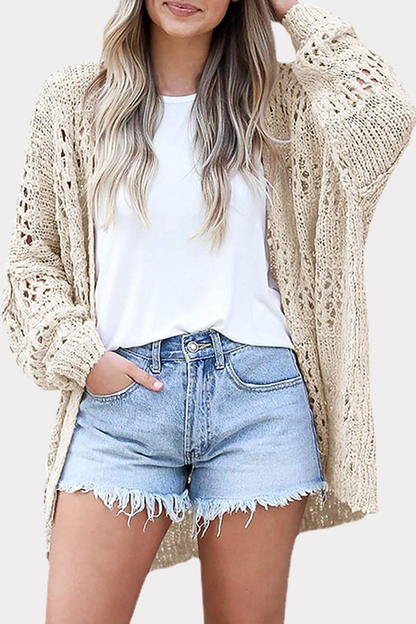 Casual Solid Hollowed Out Patchwork Tops