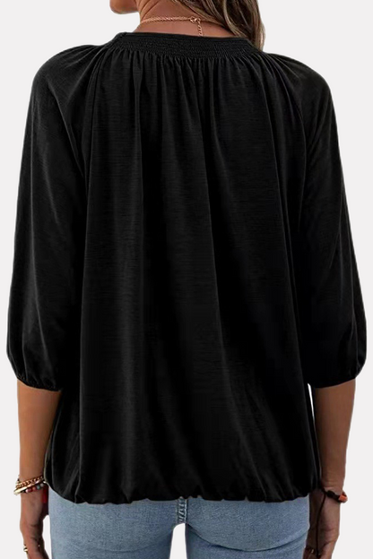 Casual Solid Split Joint Fold O Neck T-Shirts