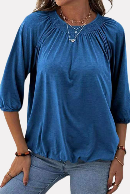 Casual Solid Split Joint Fold O Neck T-Shirts