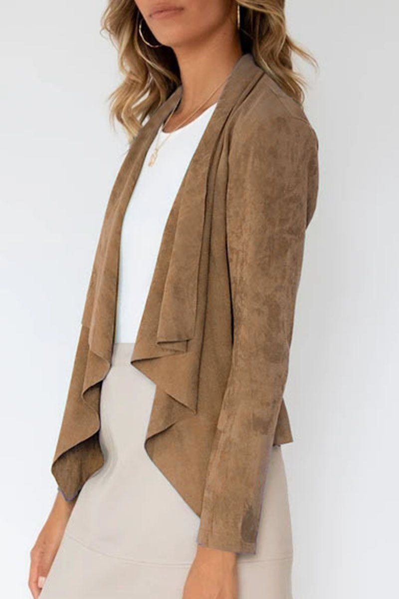 Fashion Casual Solid Patchwork Turndown Collar Outerwear