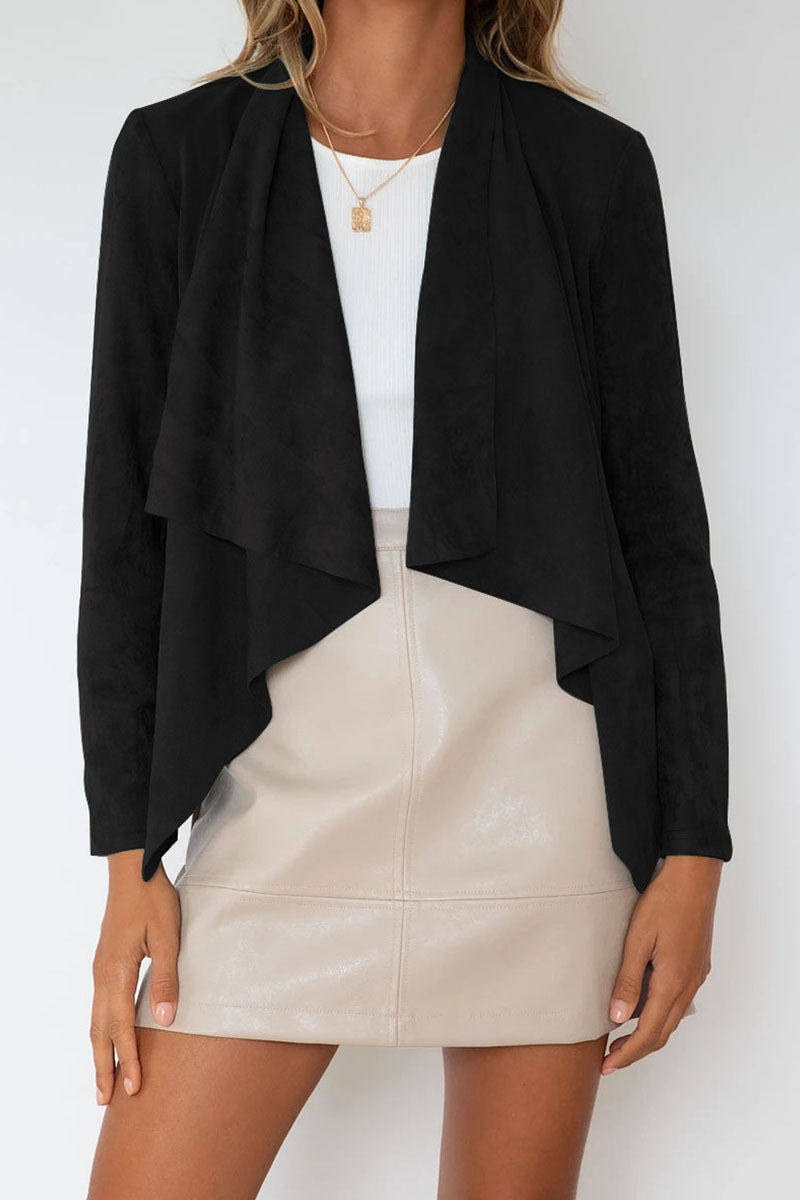 Fashion Casual Solid Patchwork Turndown Collar Outerwear