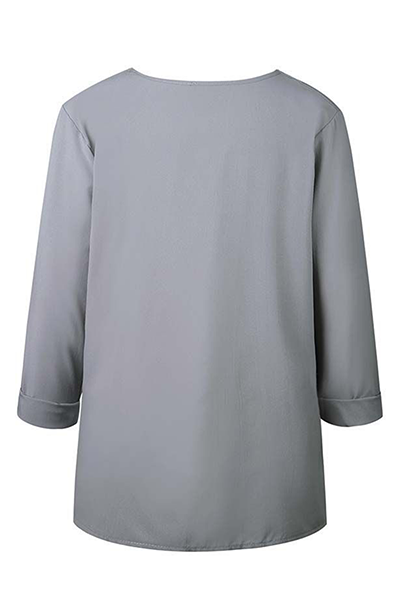Elegant Solid Patchwork Buckle Oblique Collar Blouses(7 Colors)