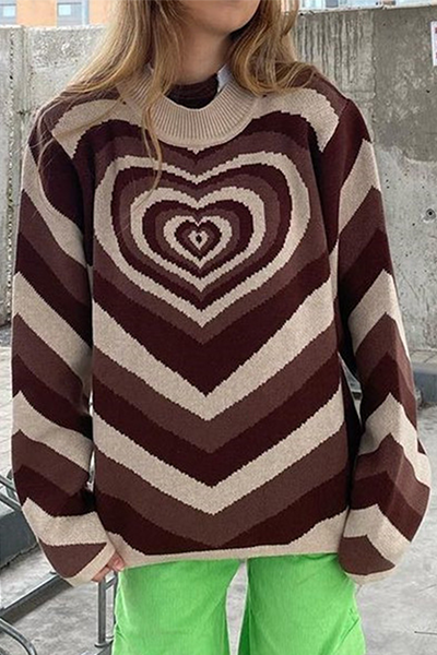 Casual Street Print Patchwork Contrast Half A Turtleneck Tops Sweater(4 Colors)