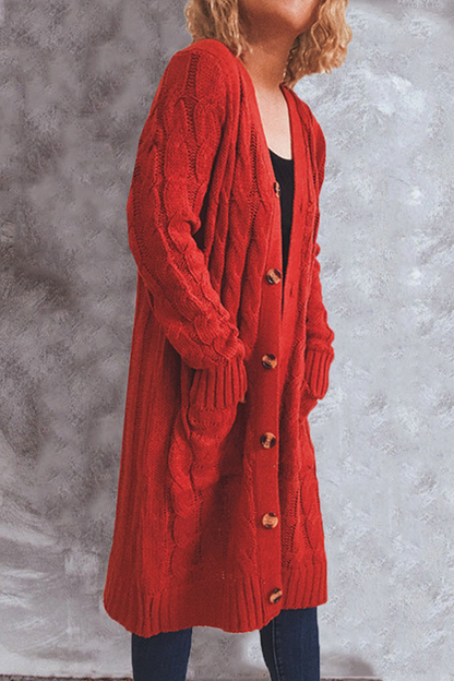 Casual Solid Pocket Buckle V Neck Outerwear