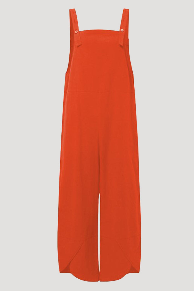 Casual Solid Buttons Capris Loose Jumpsuits(8 Colors)
