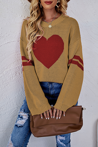 Casual Striped Patchwork Contrast O Neck Tops Sweater