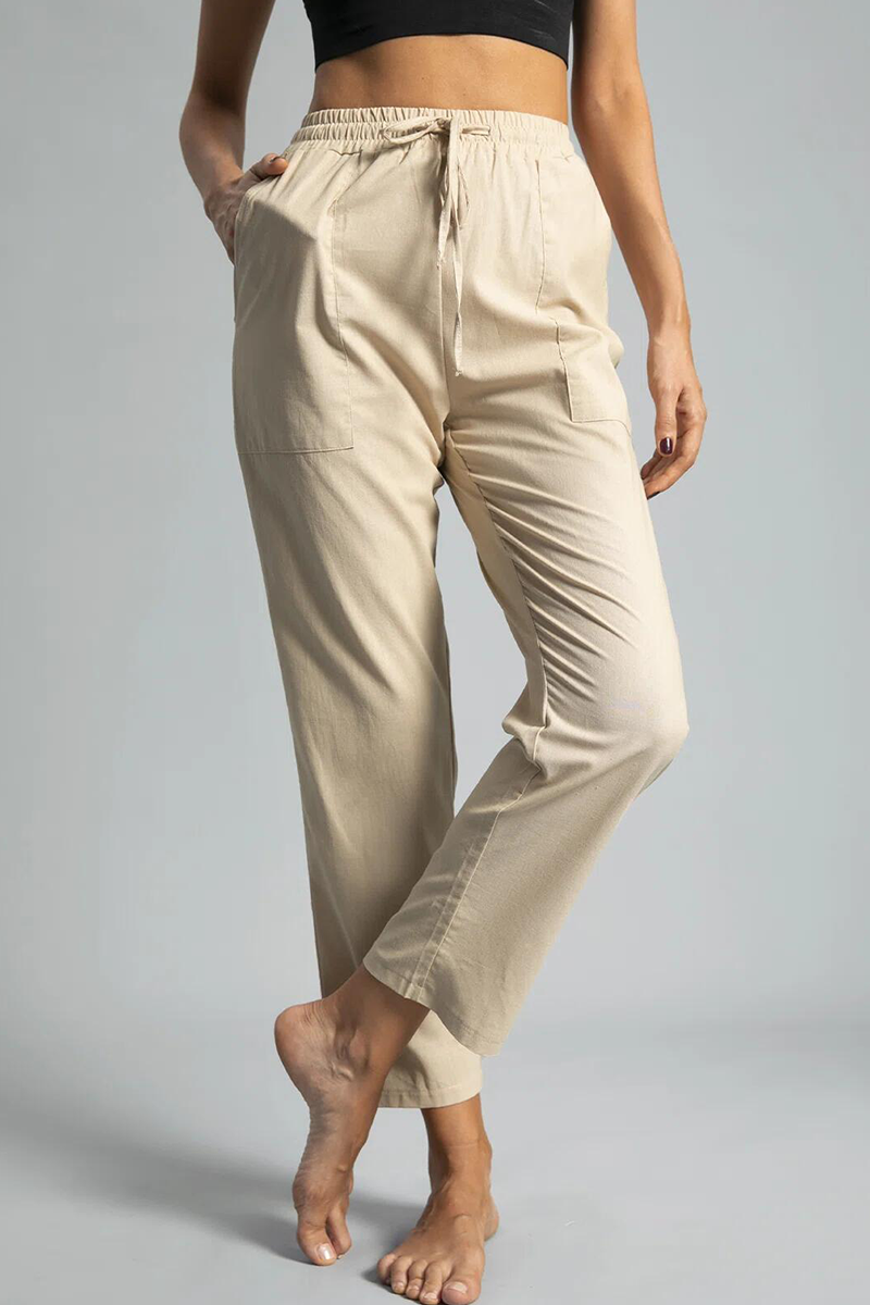Casual Solid Draw String Pocket Straight Positioning Print Bottoms(5 Colors)