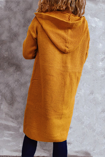 Casual Solid Buttons Basic Hooded Collar Outerwear Sweater(9 Colors)