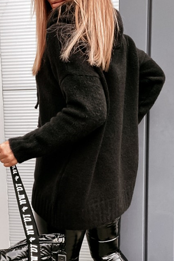 Casual Solid Draw String Pocket Hooded Collar Tops(8 Colors)