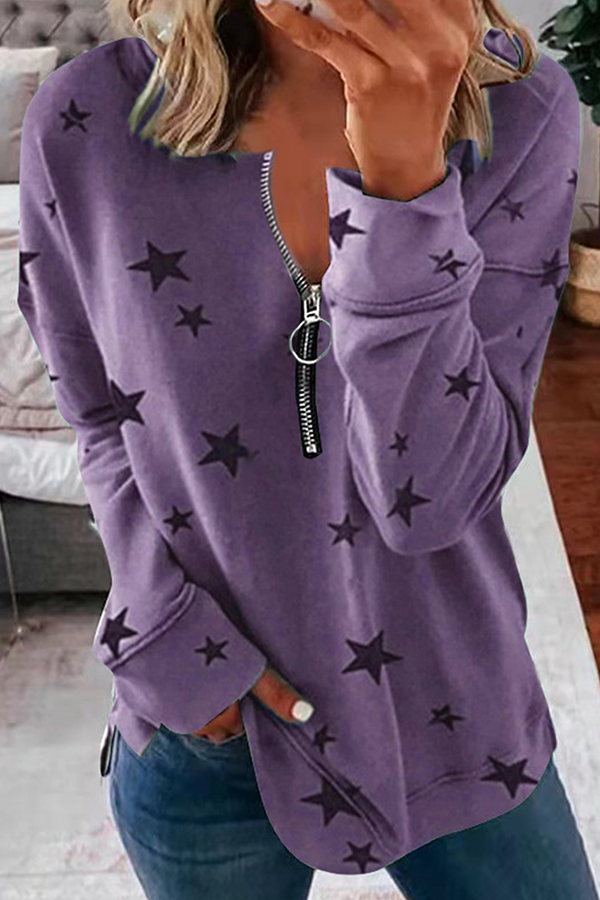 Casual The stars Patchwork Zipper Collar Hoodies(8 Colors)