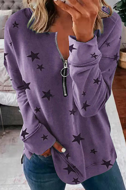 Casual The stars Patchwork Zipper Collar Hoodies(8 Colors)