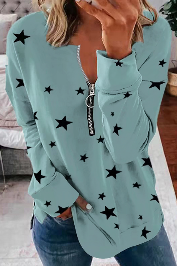 Casual The stars Patchwork Zipper Collar Hoodies(8 Colors)