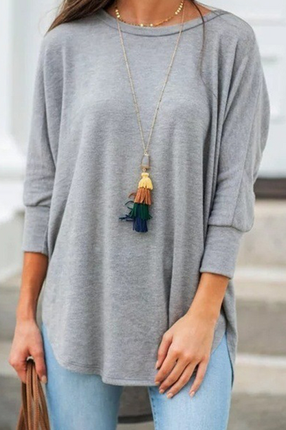 Casual Solid Basic Asymmetrical O Neck T-Shirts(7 Colors)